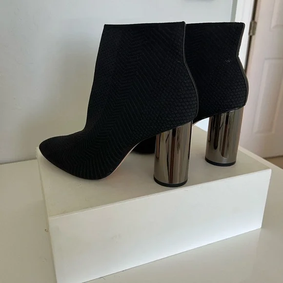 Zara Black Ankle Boots with Silver Heel - Picture 2 of 3